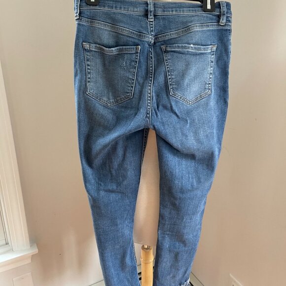 Free People Great Heights Frayed Skinny Jeans Mid Rise Medium Wash Womens 28 - Picture 5 of 7